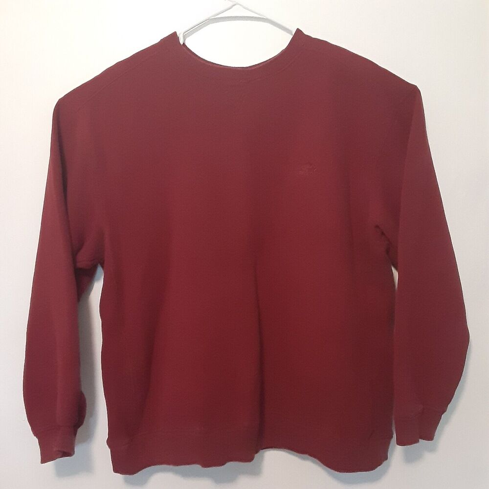 Vtg Starter Adult Mens L Red Crewneck Pullover Blank Sweatshirt